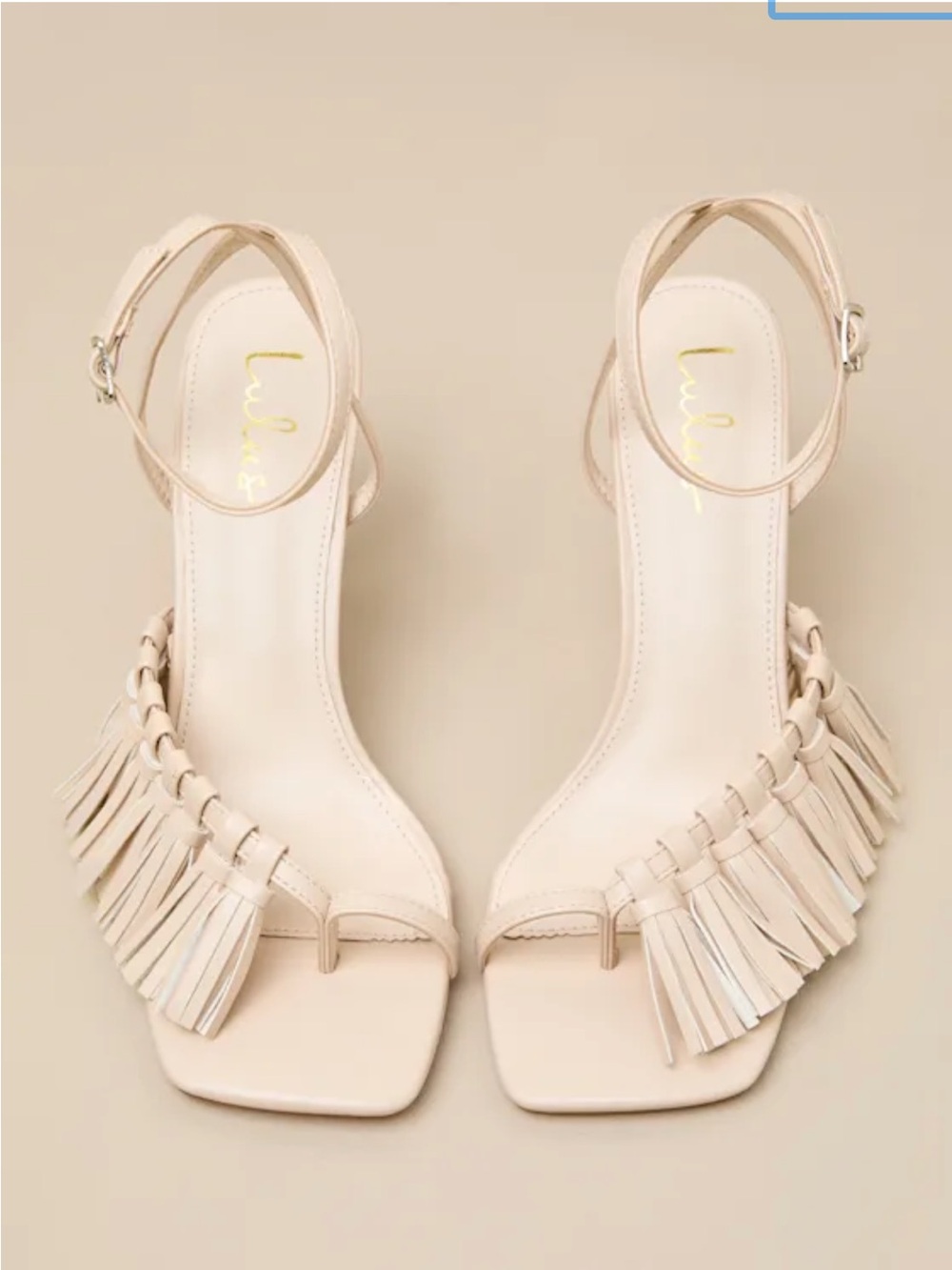 Vika Bone Fringe Ankle Strap High Heel Sandals - Picture 4 of 8